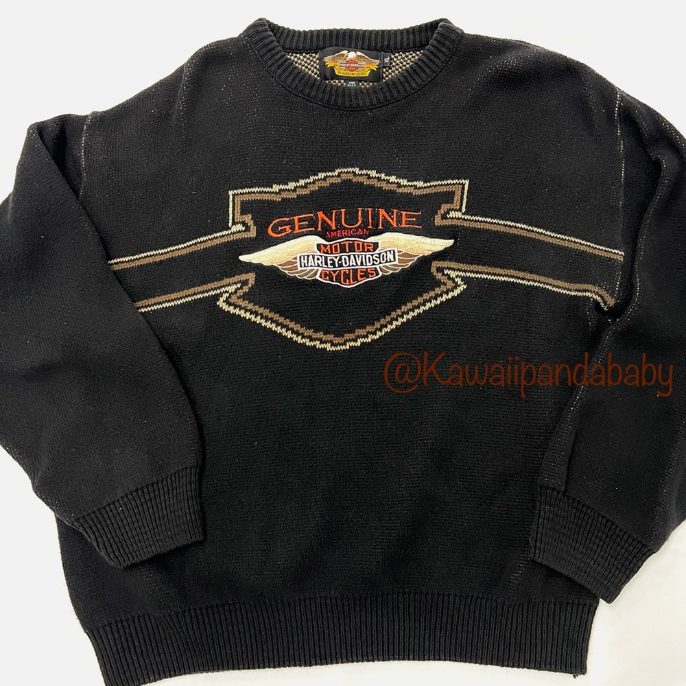 Vintage Harley Davidson Embroidered Genuine USA Motorcycle Sweater Men’s Sz XL